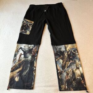 Left Point Renaissance Graphic Rhinestone Sweatpants Mens 2XL Black Streetwear